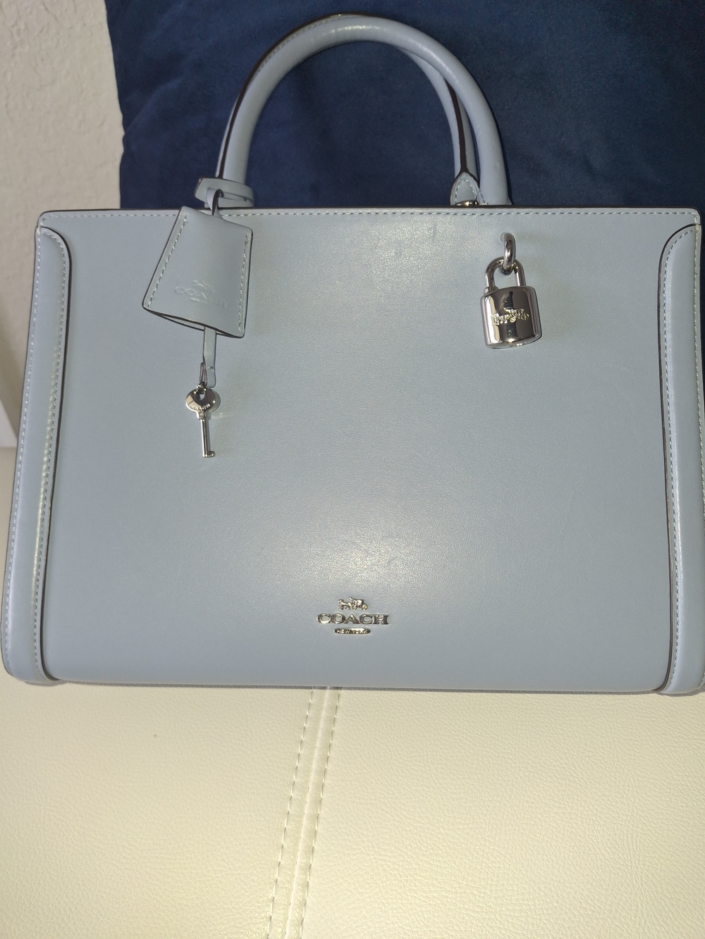 Coach Leather Satchel Bag in Light Blue